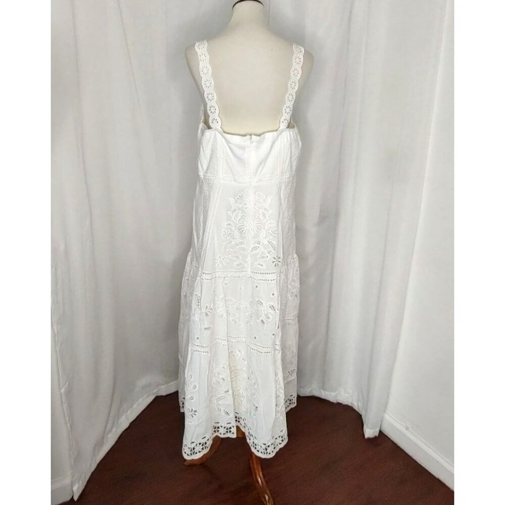 FARM Rio Midi Dress XL White Richelieu Broderie Anglaise Sundress Bustier Corset - Picture 9 of 16